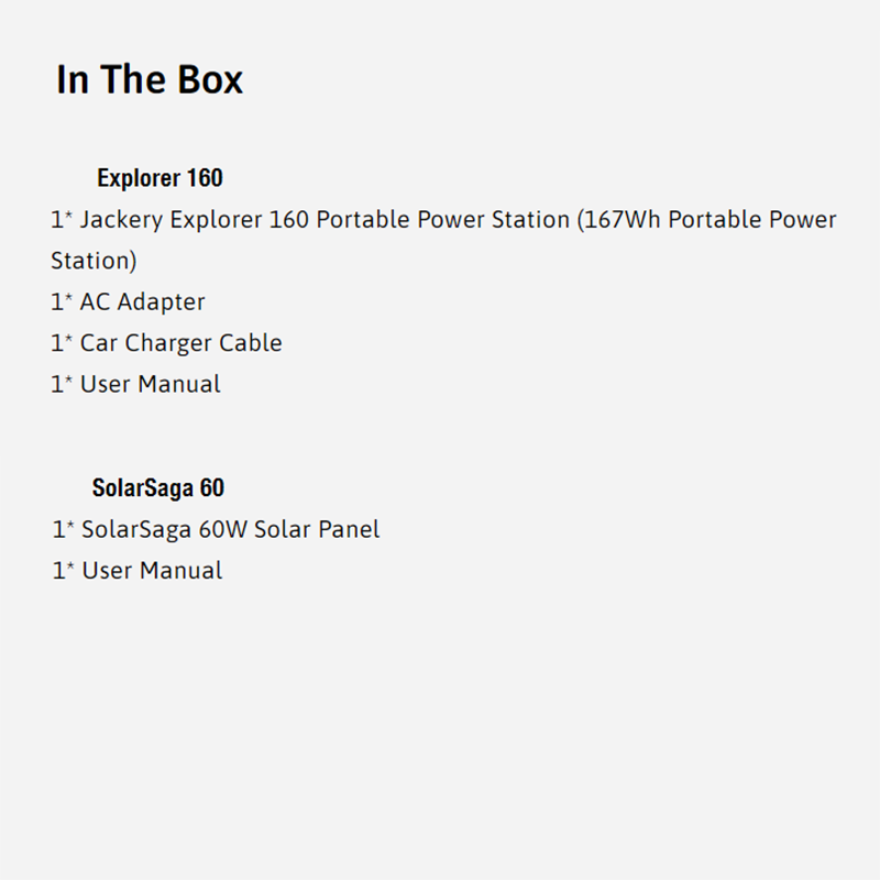 Jackery 160W + Saga60W Solar Panel